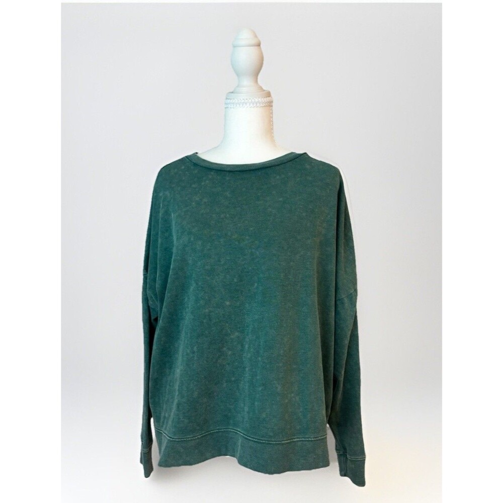 Colsie Oversized Mineral Wash Sweatshirt Green Pullover Crew Neck Size Medium